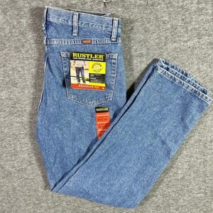 Rustler Wrangler Jeans Mens 36x34 Blue Straight Fit Heavyweight Work Pants NWT